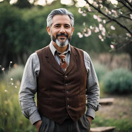 Middle-aged Man in Rustic Vintage Outfit Outdoors