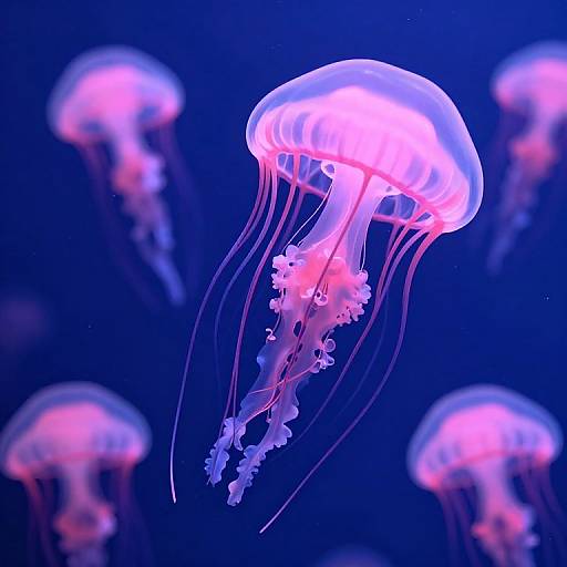 3D Glowing Jellyfish Underwater Scene