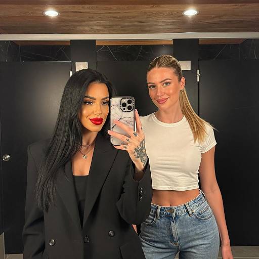 Bathroom Selfie: Two Stylish Friends