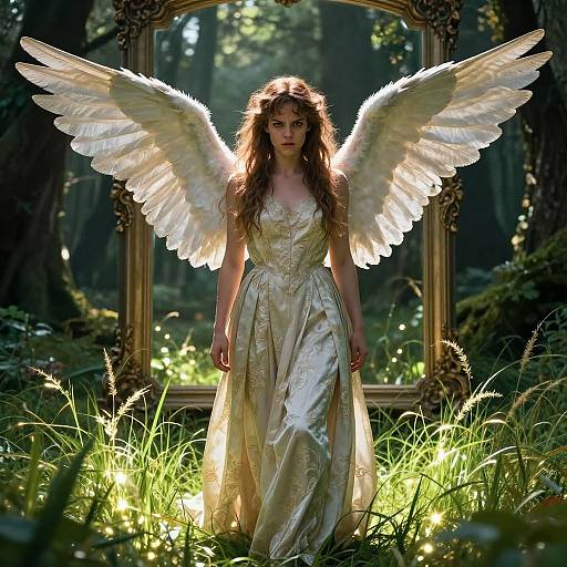 Cinematic Angel in Magical Forest