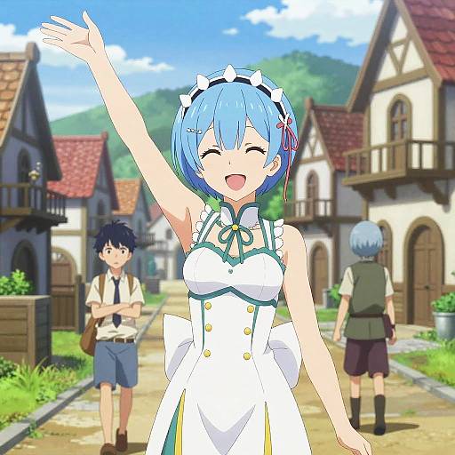 Re Zero Characters in Peaceful Medieval Town