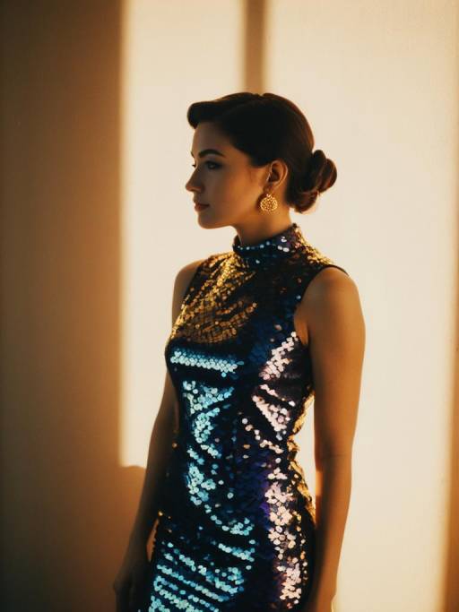 Vibrant Party Look in Sequined Mini Dress