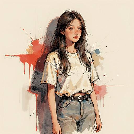 Gritty Urban Sketch of a Young Woman