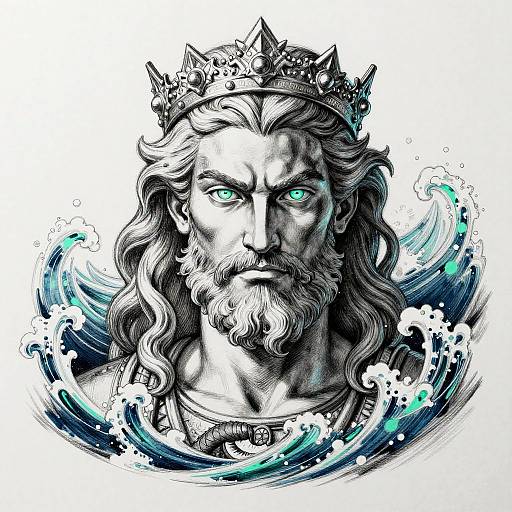 Poseidon Portrait with Sea Elements