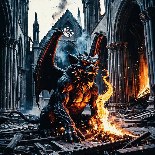 Flaming Gargoyle in Enchanted Cathedral