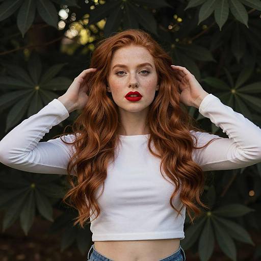 Red-Haired Woman in Sunlit Outdoors