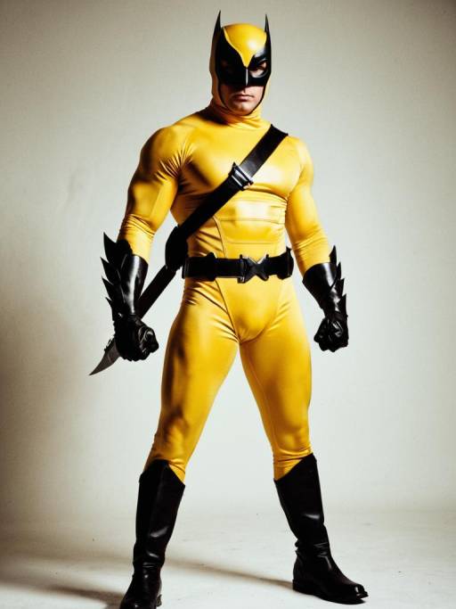 Man in Yellow Superhero Costume with Claws