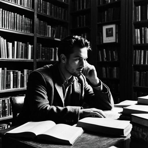 Thoughtful Poet in Vintage Library