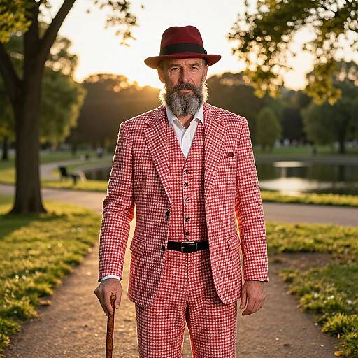 Elegant Gentleman in Golden Hour Park