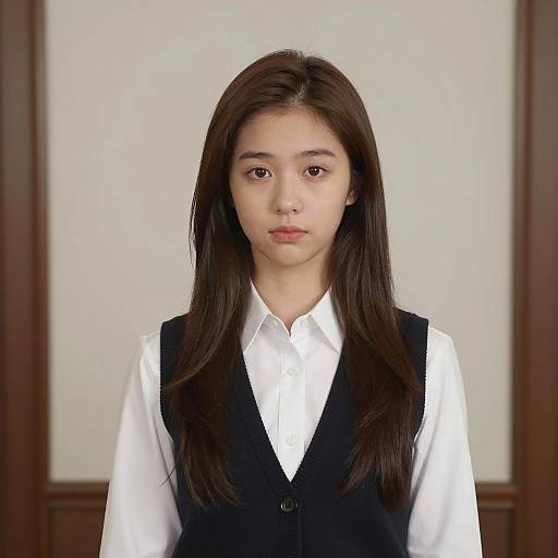 Young Woman in White Shirt and Dark Vest