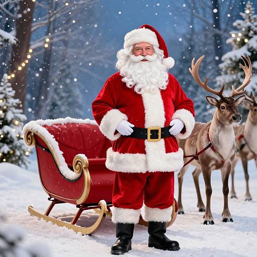 Classic Santa in Enchanted Winter Forest