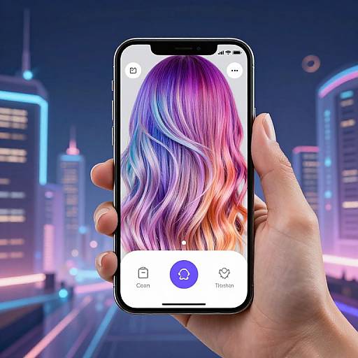 Futuristic Hair Color Change App Mockup