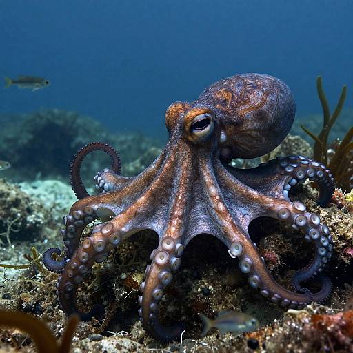 Realistic Octopus Silhouette Underwater