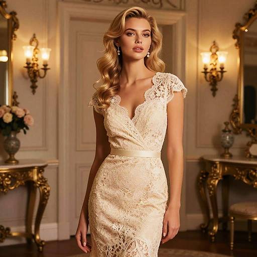 Golden Blonde Hairstyle in Vintage Mansion