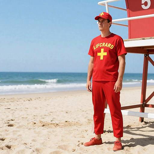 Funny Lifeguard Costume at Beach