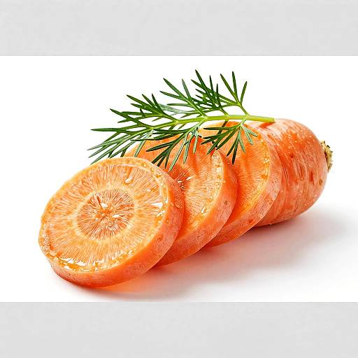 Photograph of three bright orange grapefruit slices with a sprig of fresh green rosemary on top, set against a white background.