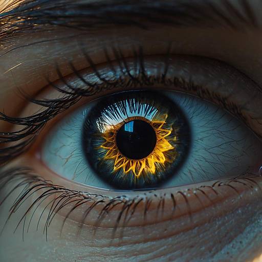Close-up of Eye with Glowing Golden Iris