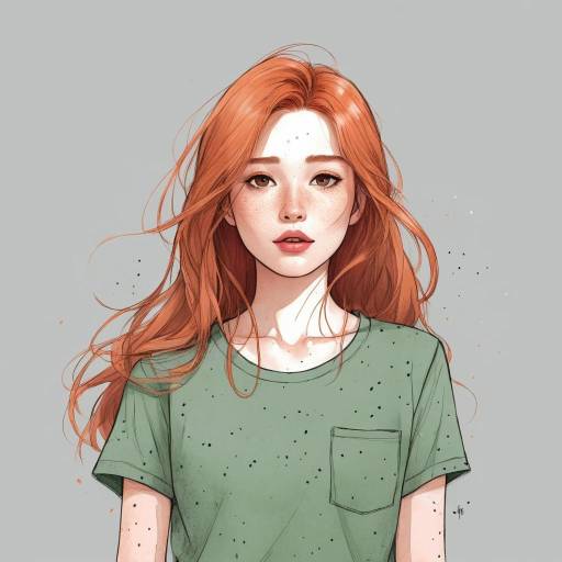 Freckled Girl in Green Shirt Sketch