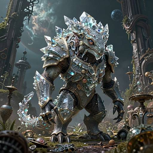 Guardian Beast in Overgrown Ruins