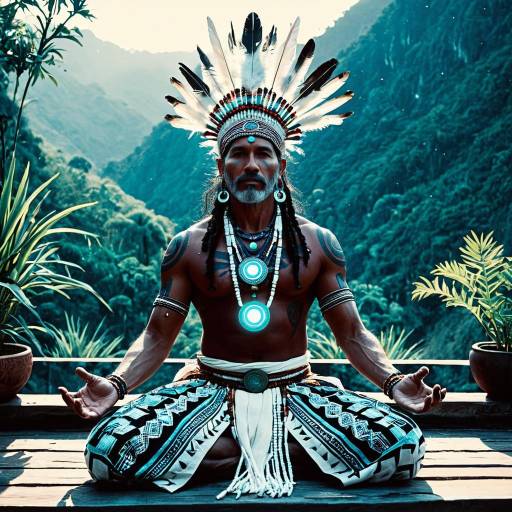 Cyber-Shaman Meditating in Tribal Attire