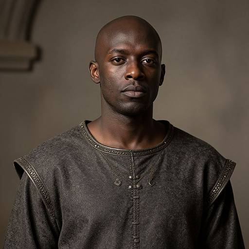 Ultrarealistic Medieval African-American Bard Portrait