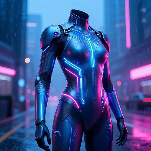 Cyberpunk Neon Bodysuit in Cityscape