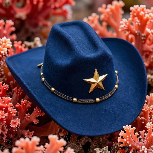 Dark Blue Cowboy Hat with Coral