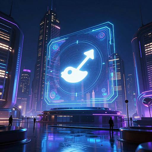 Futuristic Neon Cityscape with Illusions