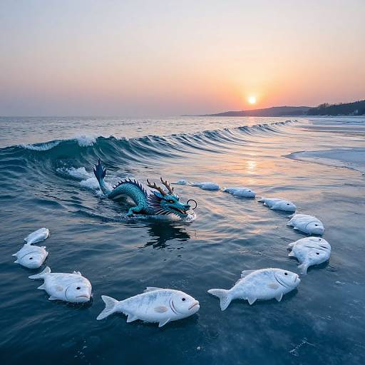 Frozen Ocean Dragon at Sunset