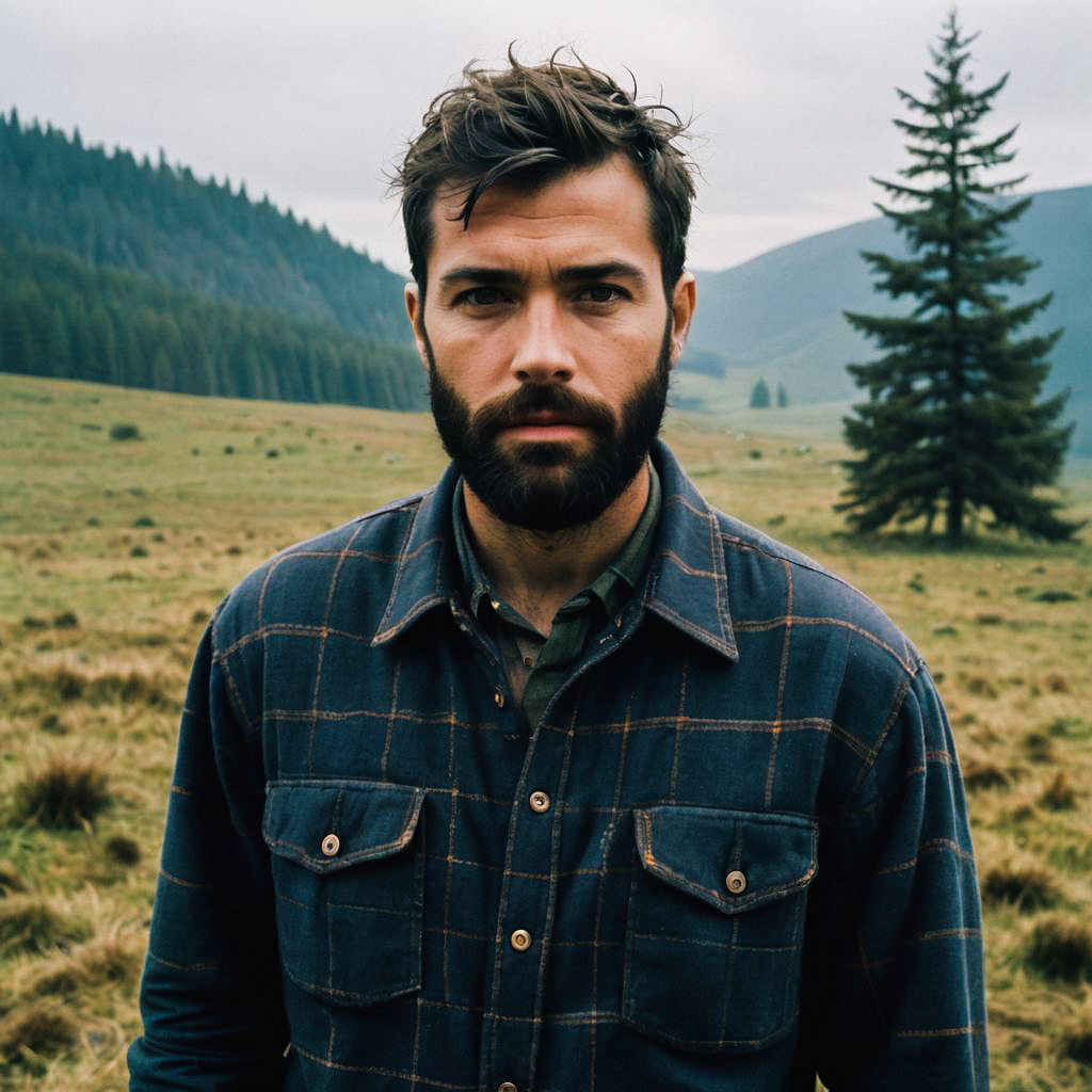 W Magazine Style Portrait of Bearded Man