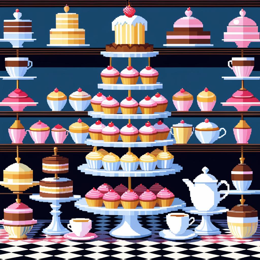 Charming Pixel Art Cupcake Scene