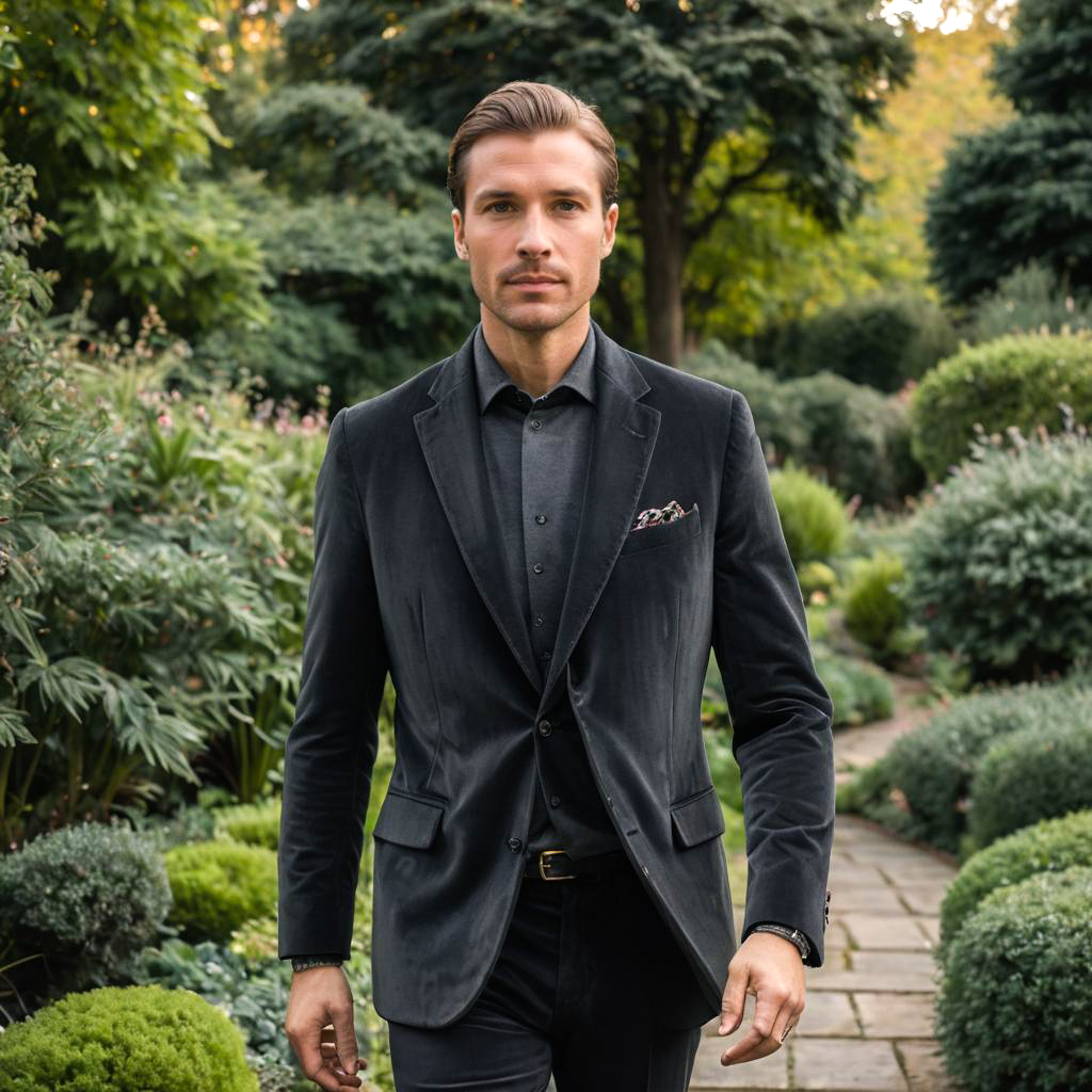 Elegant Gentleman in a Serene Garden