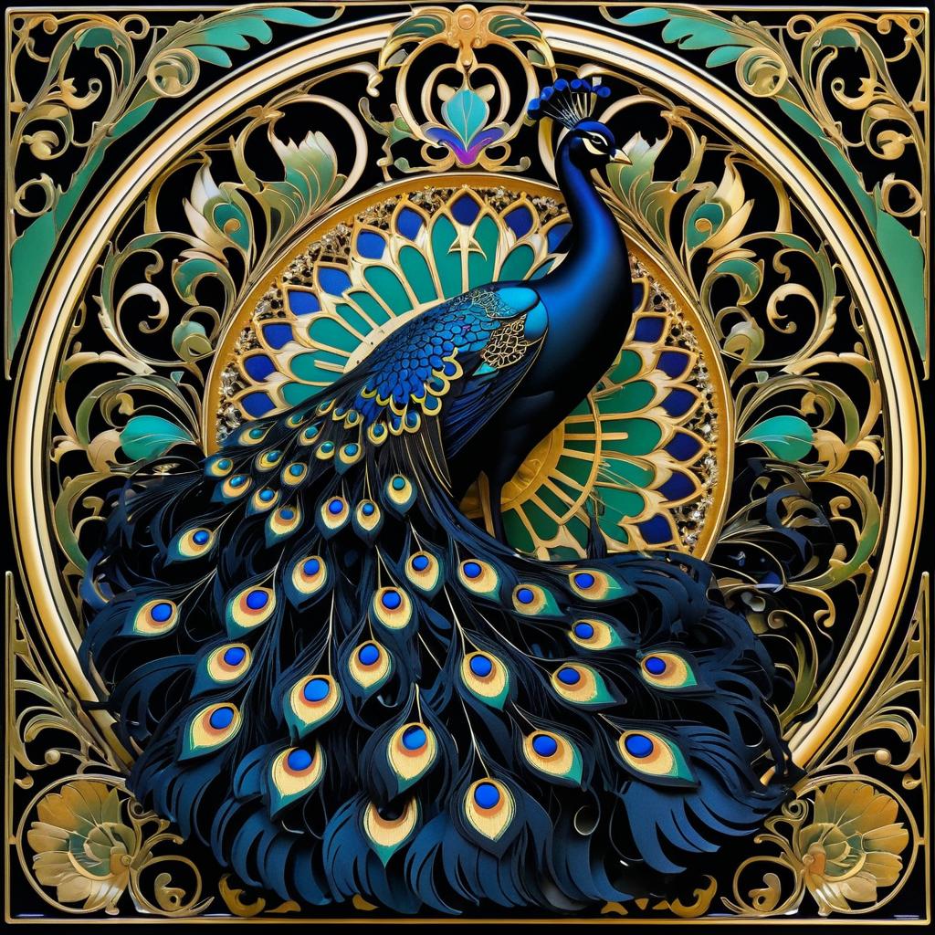 Elegant Vaudeville Peacock Art in 3D