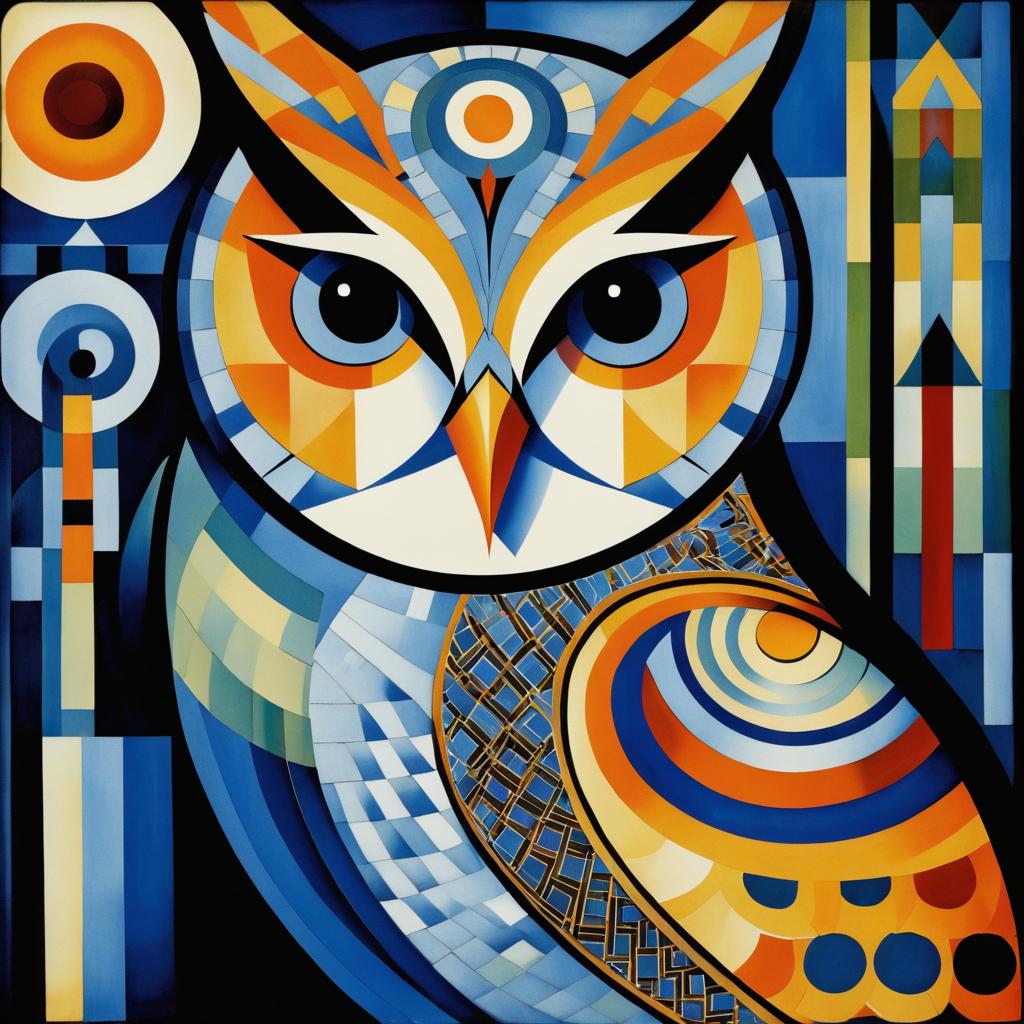 Art Deco Owl Illustration with Pop Art Flair