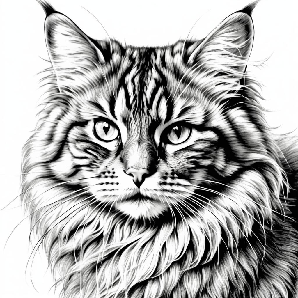 Intricate Dürer-Style Cat Illustration