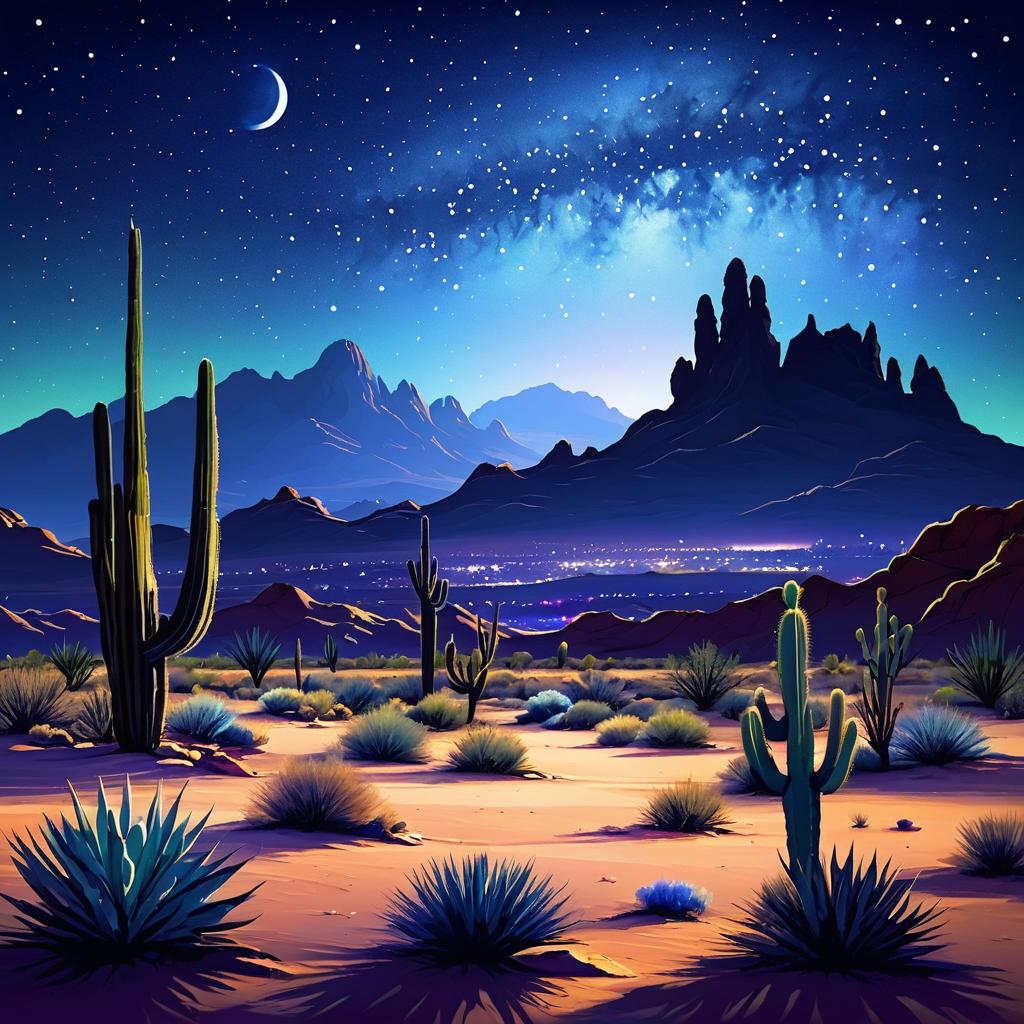 Evocative Desert Nightscape with Mountains