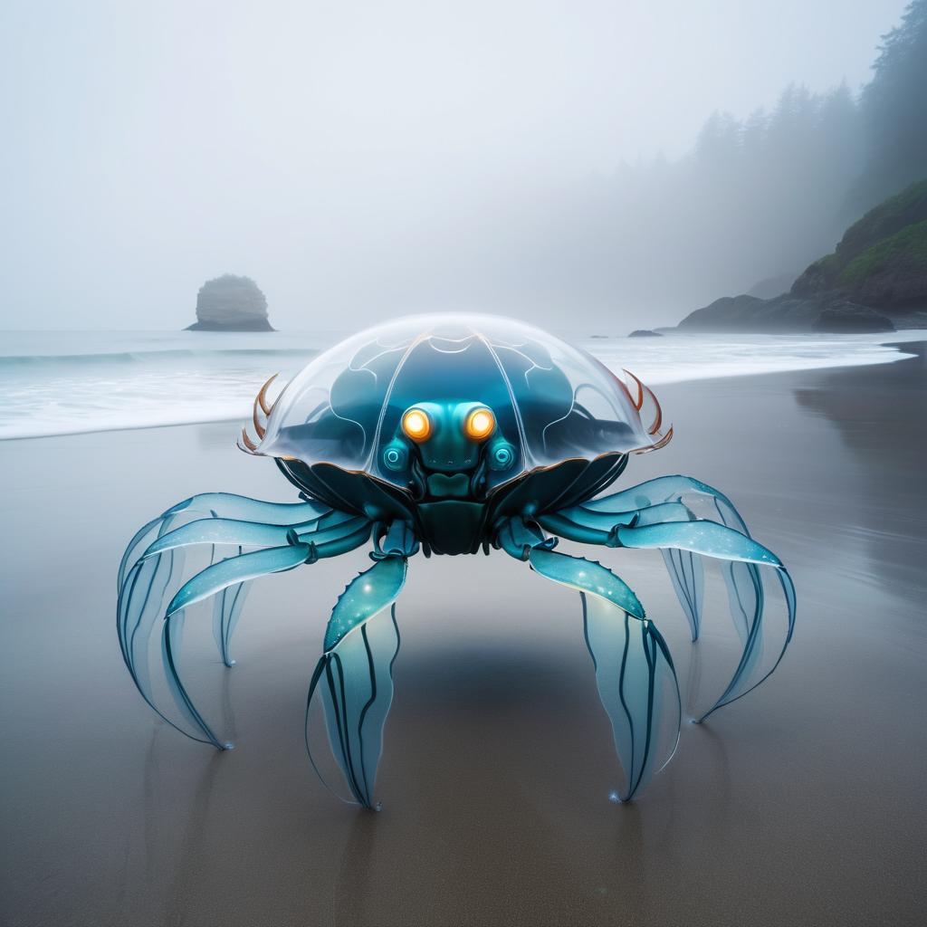 Surreal Fusion Animal on Foggy Beach