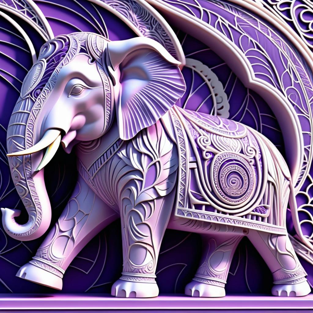 Intricate Art Deco Elephant in 3D