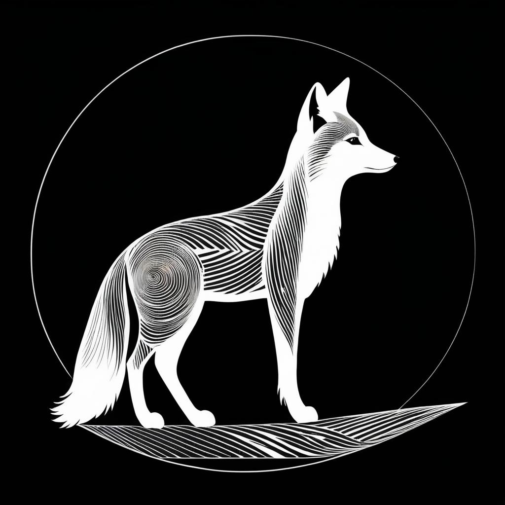 Minimalistic Black and White Fox Typography Art