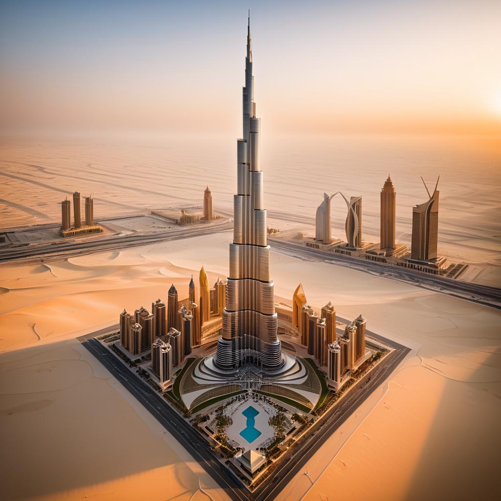 Hyperrealistic Burj Khalifa Sunset Design