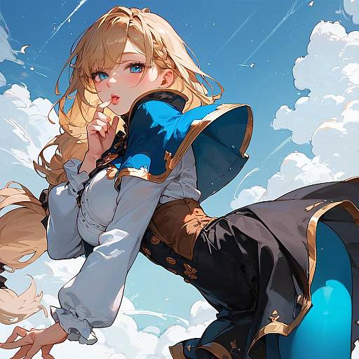 Side View Anime Girl Bending Over