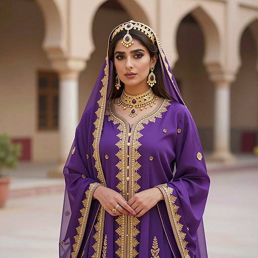 Elegant Purple Arabian Princess Portrait