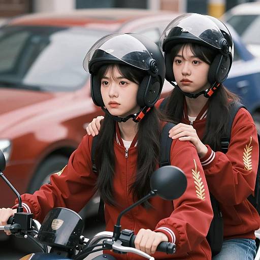 Intense Motorcycle Ride with Stylish Friends