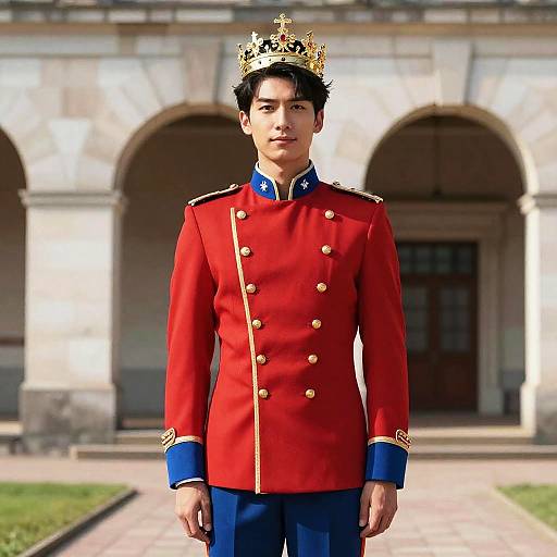 Man in Monarch Costume with Crown