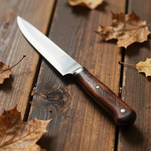 Rustic Knife on Autumn Leaves Table