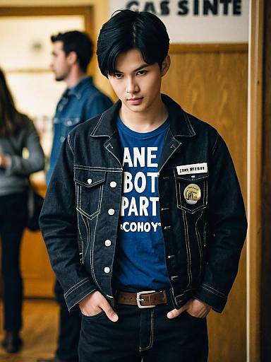 Male Party Costume Cowboy Shot Black Hair