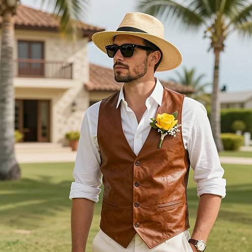 Man in Summer Wedding Outfit Outdoors