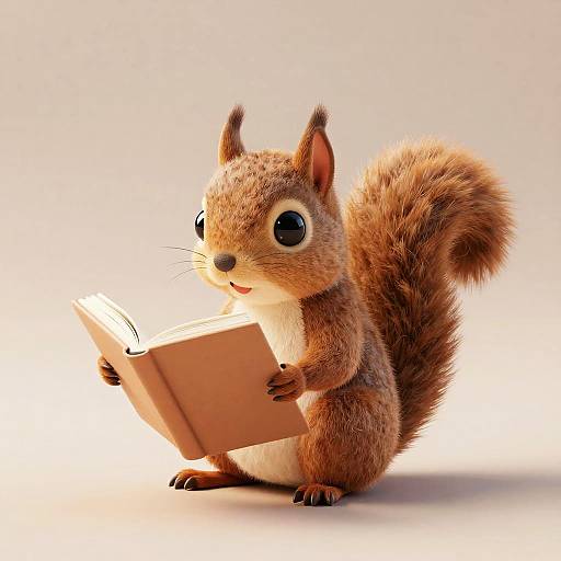 3D Toy Squirrel Reading Book