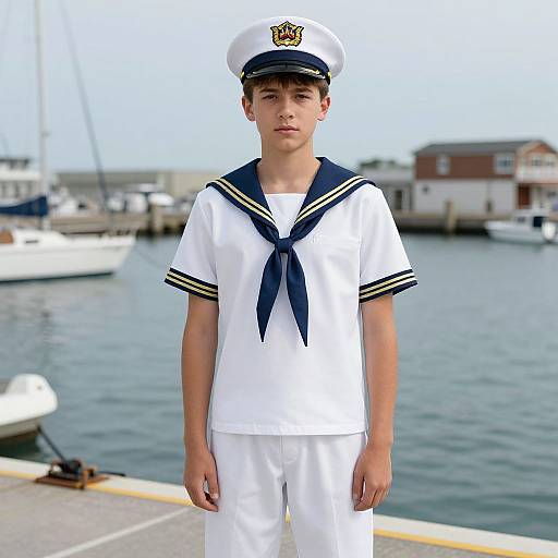 Youth in Marine Costume at Harbor