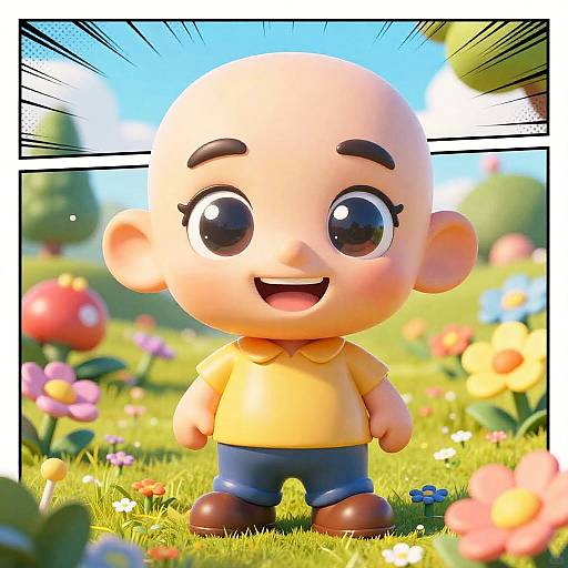 Cheerful Bald Chibi Garden Gnome